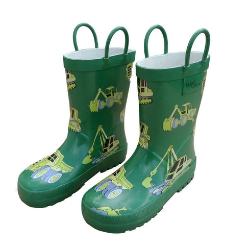 Green Construction Toddler Boys Rain Boots 5-10 - SophiasStyle.com
